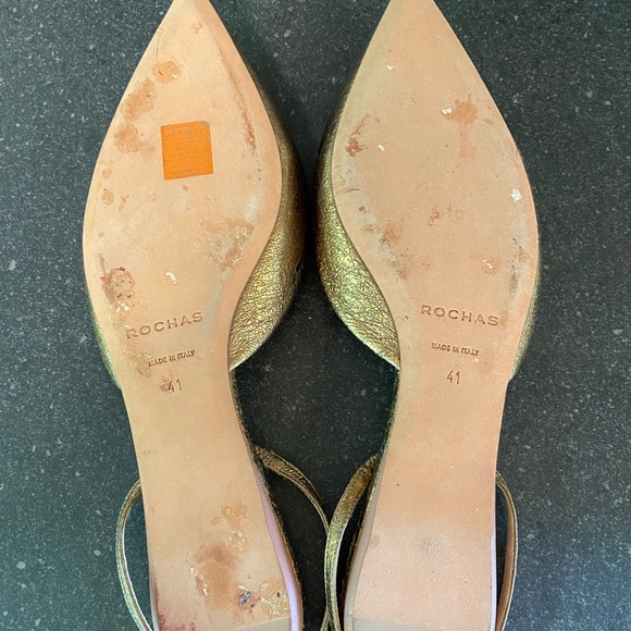 Gold Rochas flat with slingback - Picture 6 of 10